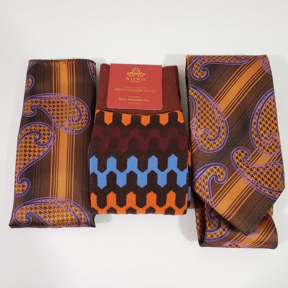 R. Lewis Other - Necktie Hanky Socks Box Set by R Lewis RG01 Orange